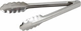 Winco 9" Stainless Steel Utility Tongs, Heavyweight | Dishwasher safe, Coiled spring, Scalloped edges, Restaurant service, Great for Salads and Buffets