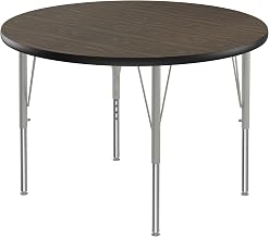 Correll 36" Top Bar Stool/Standing Height Round Activity Table in Walnut