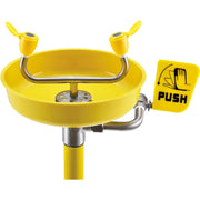 Emergency Eyewash by Global Industrial – 15"L x 13"W x 36"H, ABS Plastic/Galvanized Steel/Stainless Steel, Yellow, Model 708382