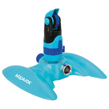 4-Pattern Sprinkler with 360-Degree Rotation and Metal Base by Aqua Joe – No Size, Metal, w/ Lie-Flat Metal Base for Any Landscape, Model AJ-MSSBM