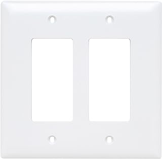 Legrand Pass & Seymour TPJ262W Trademaster Jumbo Oversized Unbreakable Nylon Wall Plate, 2 Gang, Two Decorator Rocker GFCI Cover, White (1 Count)