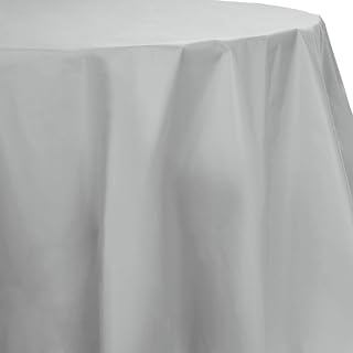 Creative Converting Shimmering Silver Plastic Tablecover 82" Octy Solid (12pks Case)