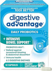 Digestive Advantage Intensive Bowel Support Probiotic Defends Against Gas & Bloating, 32 Count Capsules