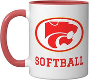 Carlisle High School Wildcats Softball Ceramic Mug, Red/White, 11oz