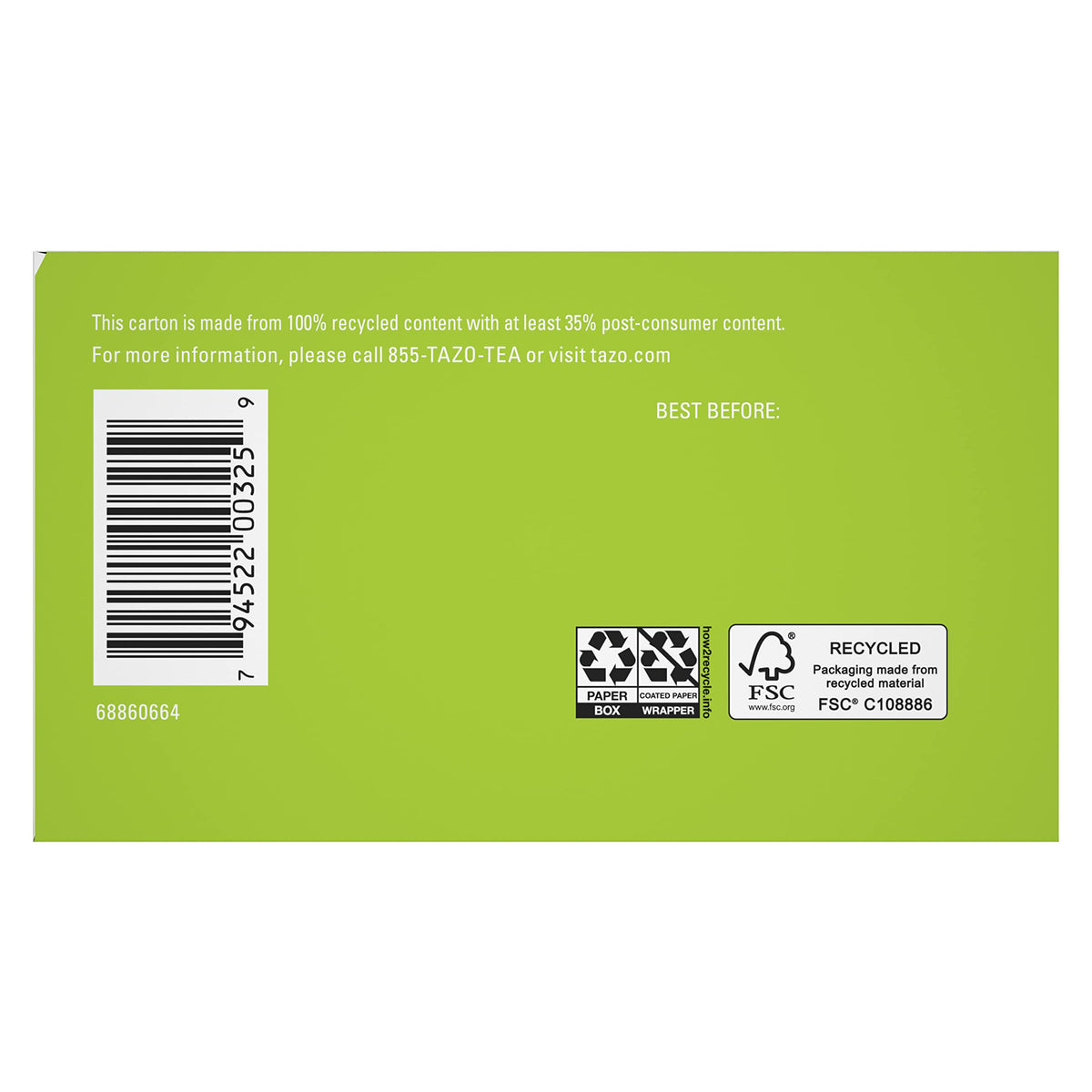 TAZO 36 Count (Pack of 5) / Green / 5 Herbal