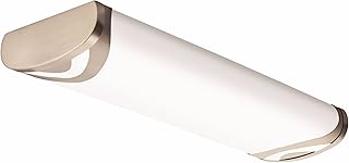 Lithonia Lighting Brushed Nickel 2-Ft Flush Mount Light for Kitchen | Attic | Basement | Home, 4000K, 25W, 2100 Lumens , cool white , - FMLBML 24IN 40K 80CRI BN
