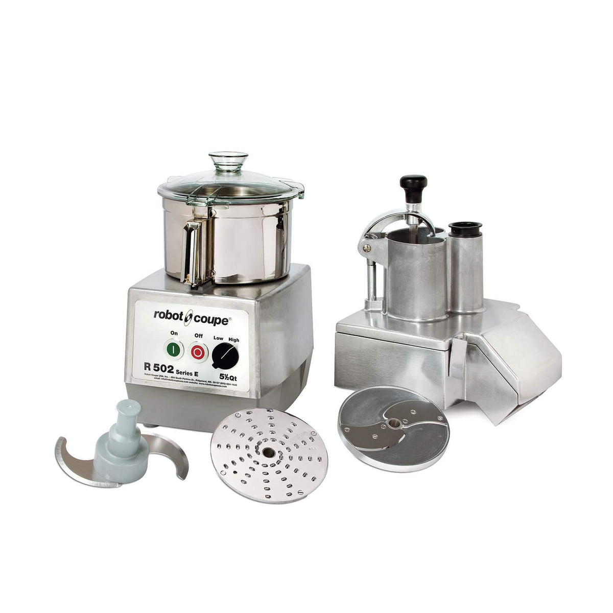 Combination Continuous Feed/Batch Bowl Food Processor by Robot Coupe – 22 Cup, Stainless Steel, Model R502