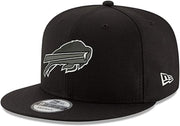 NFL 9FIFTY Black White Adjustable Snapback Hat Cap One Size Fits All (Buffalo Bills) by New Era – Polyester, Buffalo Bills, Model Nfl Black White