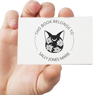 Personalized Book Label Stamp Self-Inking Custom Library Bookplate Stamper for Home Library Books - Mystic Design Elara's Haven Book Labeling Stamp with Decorative Border, 1-5/8" Ink Stamper