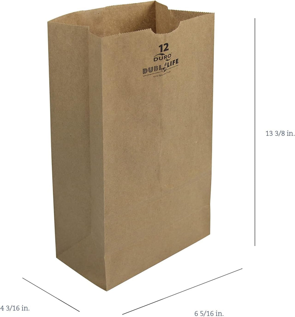 . Co. 18412 12# 100% Recycled Kraft Bag by Duro Bag Mfg – 500 Count (Pack of 1), Paper, Kraft, Pack of 500, Model 80982
