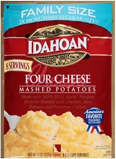 Idahoan Four Cheese Mashed Potatoes Family Size 8 oz. (Pack of 12)