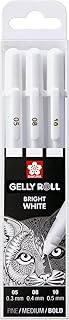 Sakura Gelly Roll Basic White Gel Pen Set of 3, Assorted Sizes | Opaque Pens for Highlights, Drawing & Crafts