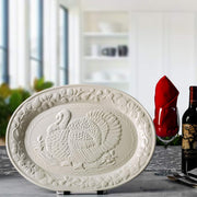 HSHQING Ceramic Turkey Platter Set, 17 Inch with Baster Injector, White Red