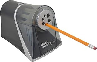 Westcott iPoint Evolution Axis Heavy Duty Electric Pencil Sharpener for Classroom, Black and Silver