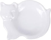 HIC Harold Import Co. Tea Bag Holder Resting Caddy, Fine White Porcelain, Cat Design