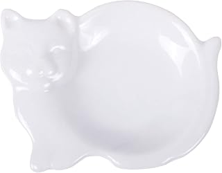 HIC Harold Import Co. Tea Bag Holder Resting Caddy, Fine White Porcelain, Cat Design
