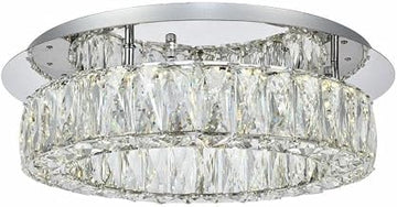 Elegant Lighting Modern Bright Home Decorative Monroe LED Light Chrome Flush Mount Clear Royal Cut Crystal - 17.7x17.7x5.1