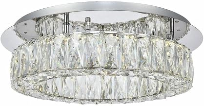 Elegant Lighting Modern Bright Home Decorative Monroe LED Light Chrome Flush Mount Clear Royal Cut Crystal - 17.7x17.7x5.1