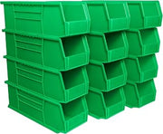 Akro-Mils 30234 AkroBins Plastic Storage Bins, 15"x5"x5", Green, 12-Pack
