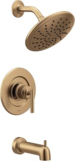 Moen Gibson Bronzed Gold Posi-Temp Pressure Balancing Modern Tub and Shower Trim with 8-Inch Rainshower Valve Required, T3003EPBZG