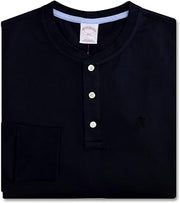 Brooks Brothers Men's Classic Fit All Cotton Long Sleeve Tonal Henley Tee T-Shirt,