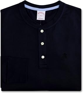 Brooks Brothers Men's Classic Fit All Cotton Long Sleeve Tonal Henley Tee T-Shirt,