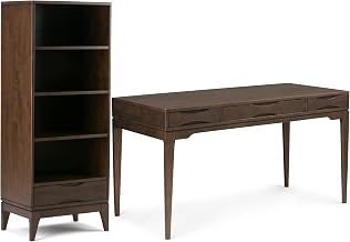 SIMPLIHOME Harper 2-Piece Home Office Set – 60" Solid Wood Desk