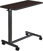 Global Industrial Mobile Overbed Table with H-Base, Walnut Laminate Tabletop