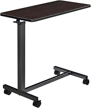 Global Industrial Mobile Overbed Table with H-Base, Walnut Laminate Tabletop