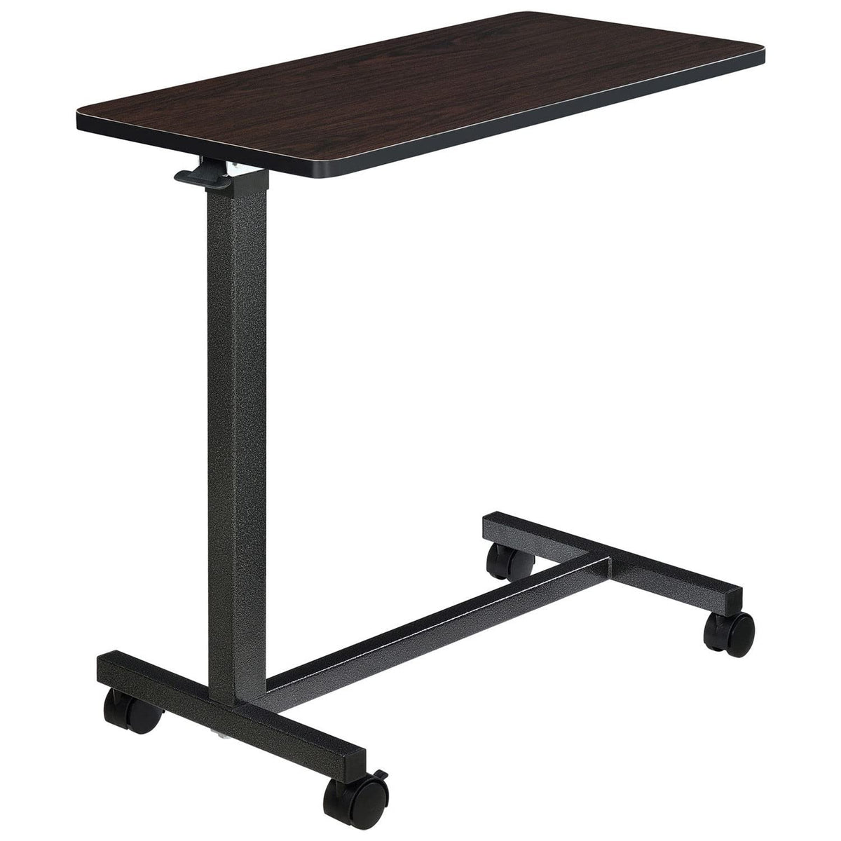 Mobile Overbed Table with H-Base by Global Industrial – 31.5"L x 15"W x 5.12"H, Walnut, Walnut Top, Model YUE6110