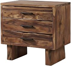 Starlight Canyon Home Solid Acacia Wood Nightstand with Live Edge Drawers, Rustic Bedside Table with 3-Drawer Storage for Bedroom and Decor
