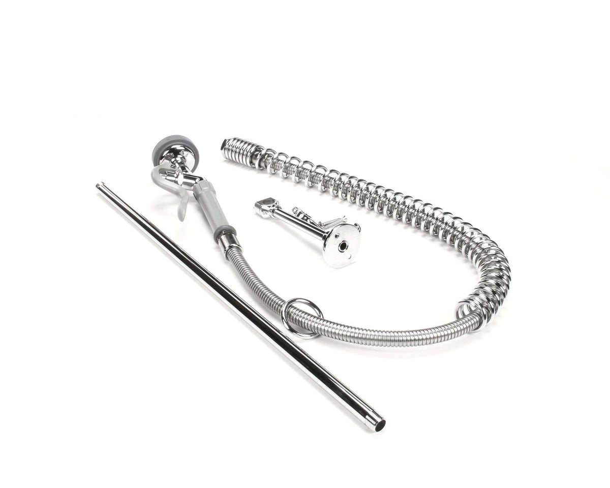 Pre-Rinse Assembly 44" Stainless Steel Hose Self-Closing Squeeze Valve Wall Bracket by T&S Brass – Stainless Steel, Silver, Model B-2250-B
