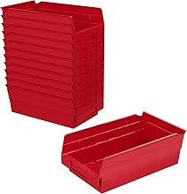 Akro-Mils 30130 Heavy Duty Plastic Shelf Bins, 12"x 6.5"x 4", Red, 12-Pk
