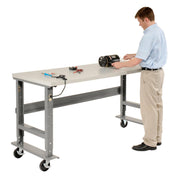 Adjustable Height Mobile Workbench by Global Industrial – 36"L x 72"W x 4.5"H, Steel, Gray, Model 601427A
