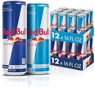 Energy Drink Variety Pack, 16 Fl Oz Cans, Pack of 24 (12 Cans Each of Red Bull Energy Drink and Red Bull Sugar Free Energy Drink)