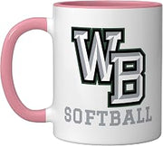 West Bloomfield High School Lakers Softball Ceramic Mug, Pink/White, 11oz