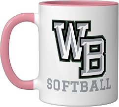 West Bloomfield High School Lakers Softball Ceramic Mug, Pink/White, 11oz