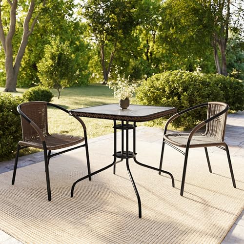 Flash Furniture Dark Brown / Set of 2 / Contemporary Patio Dining Chairs
