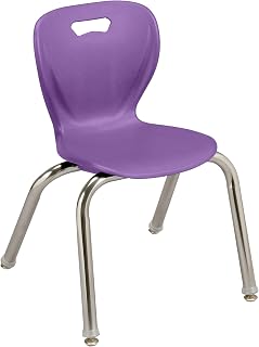 Learniture Shapes Series Stacking School Chairs with Contoured Seats, Heavy-Duty Plastic Stacking Classroom Chairs, 12" H, Set of 4, Purple