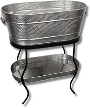 Tablecraft GTSS2313N Brickhouse Beverage Tub Set, 12.75 Gallons, 27.5" x 15" x 32" Silver, Includes Stand, Accessory & Condensation Trays, Stainless Steel & Wood, Ideal for Indoor/Outdoor Events
