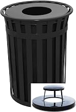 Oakley 50-Gal Slatted Metal Waste Receptacle with Rain Cap Finish: Black