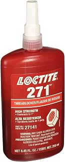 Loctite 271 Threadlocker, High Strength, Red, Acrylic, Low Viscosity, UV Fluorescent, 250 ml Bottle