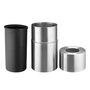 Indoor Round Trash Can with Open Top by Global Industrial – 35 Gallon, 35.0 gallons, Aluminum, Satin Clear, Model EK9079-SS