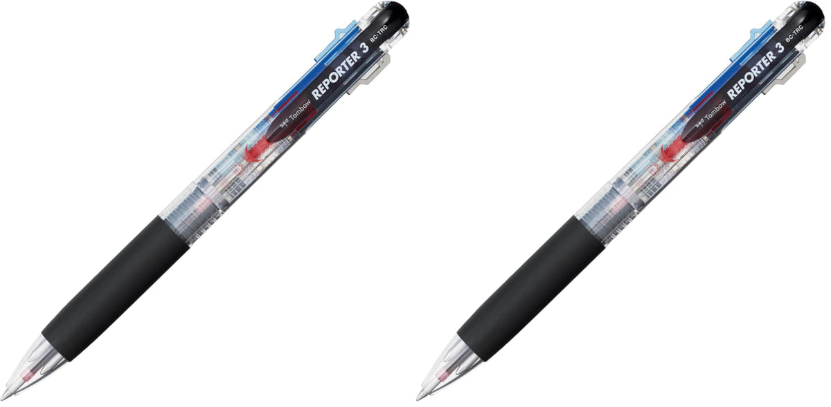 55560 Reporter 3-Color Ballpoint Pen by Tombow – 1 Count (Pack of 2), Metal, Clear, Model BC-TRC20