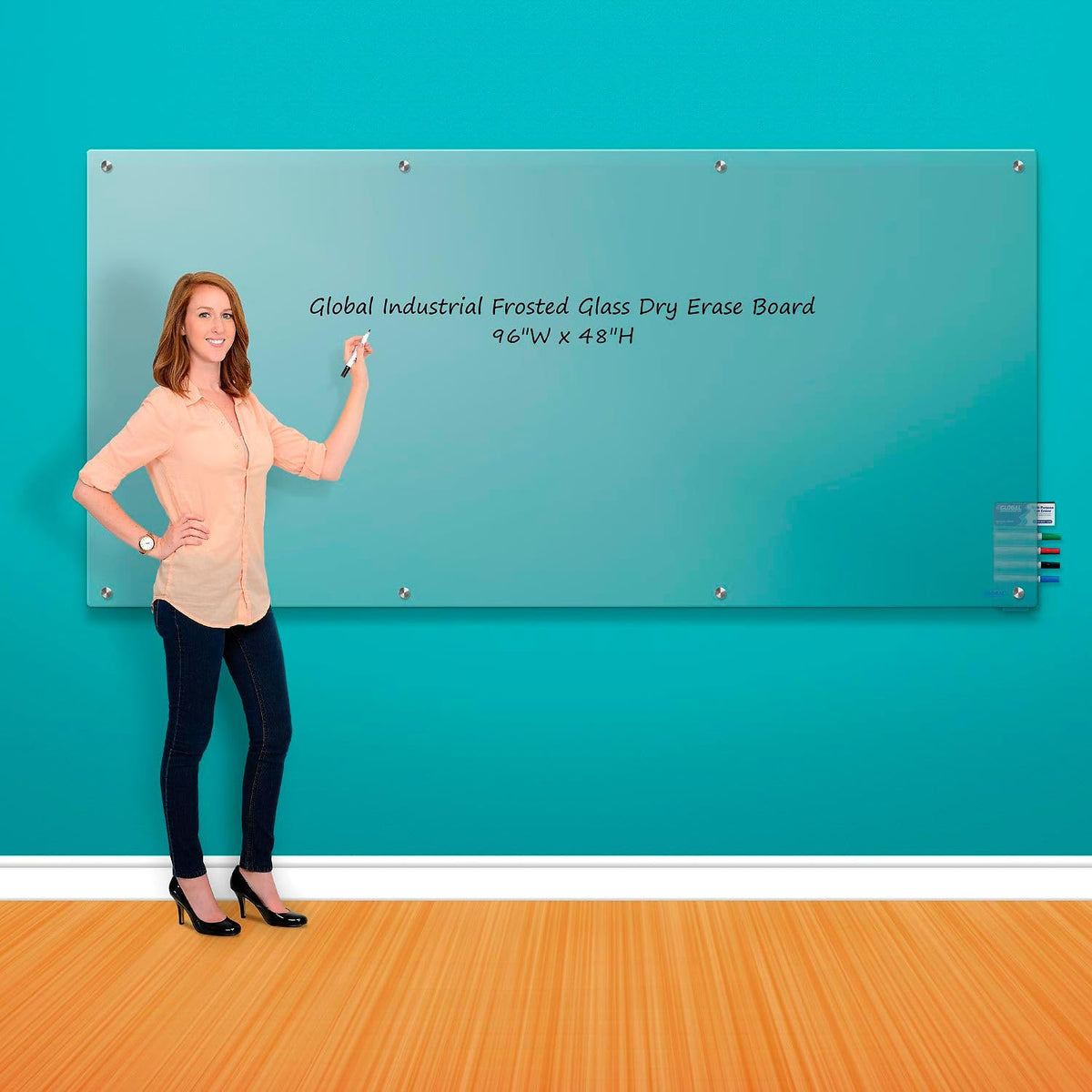 Global Industrial 96"W x 48"H / Frosted / Industrial Chalkboards