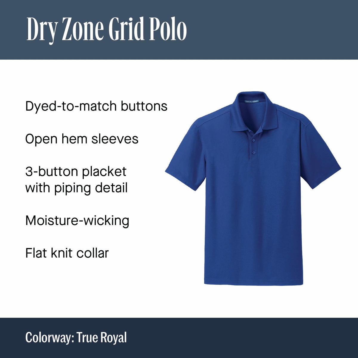 Unisex Dry Zone Grid Polo Black by Port Authority – X-Large, Polyester, Black, Model SNM-985585