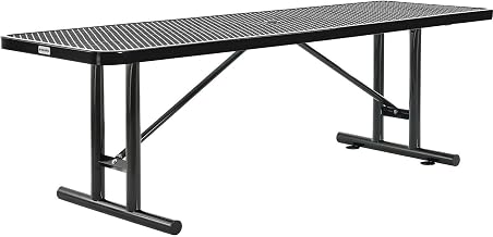 Global Industrial 8'L Rectangular Steel Dining Table, Expanded Metal, Black