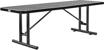 Global Industrial 8'L Rectangular Steel Dining Table, Expanded Metal, Black