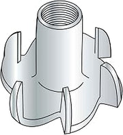 Tee Nut, 5/16-18 x 5/8", 3 Prong, Steel, Zinc, 100 Pack