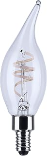 Satco 4 Watt, CA11 Reminiscent LED Filament Light Bulb, 2700K, Warm White, 350 Lumens, 90 CRI, Clear Finish, Candelabra E12 Base, 360 Degree Beam, Dimmable, Wet Rated, Enclosed Fixture, 120V (2 Pack)